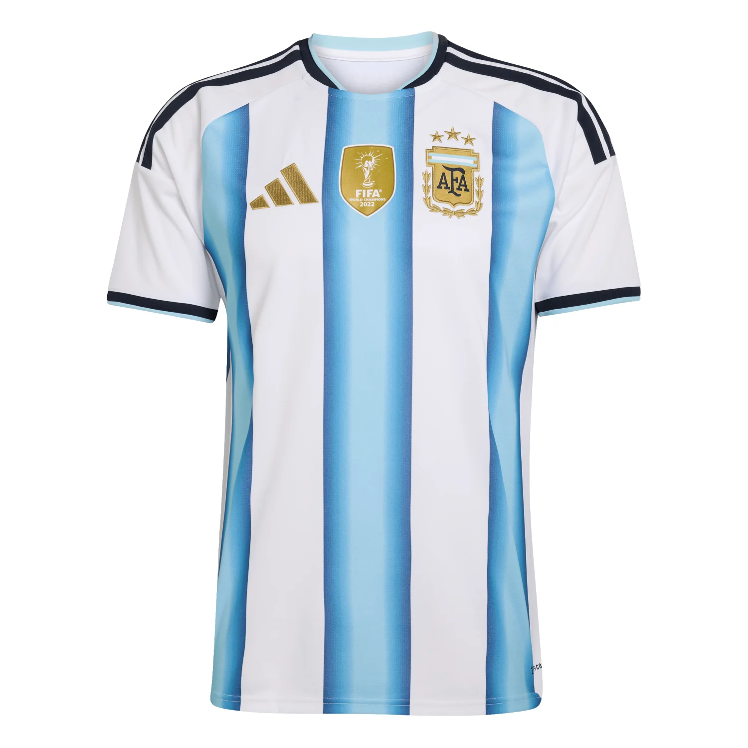 Stunning new Argentina home kit 2026! See Messi in the iconic light blue & white stripes with gold details. Click to see the full design.