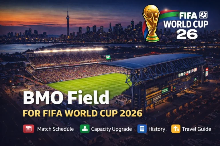 Toronto's iconic BMO Field decked out in 2026 FIFA World Cup colors. Grab your spot for history in the making!