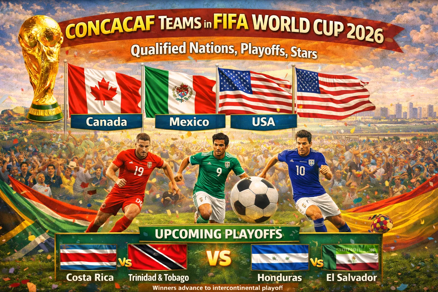 CONCACAF Teams in FIFA World Cup? See the qualified nations (USA, Canada, Mexico) and the playoff hopefuls in our visual guide!
