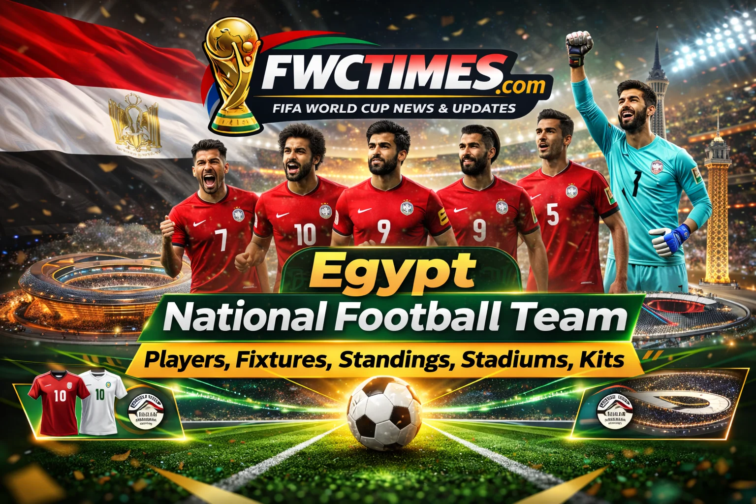 Get ready for 2026! Check out the Egypt National Football Team's new kit, star players, and stadiums. See their fixtures, standings, and more.