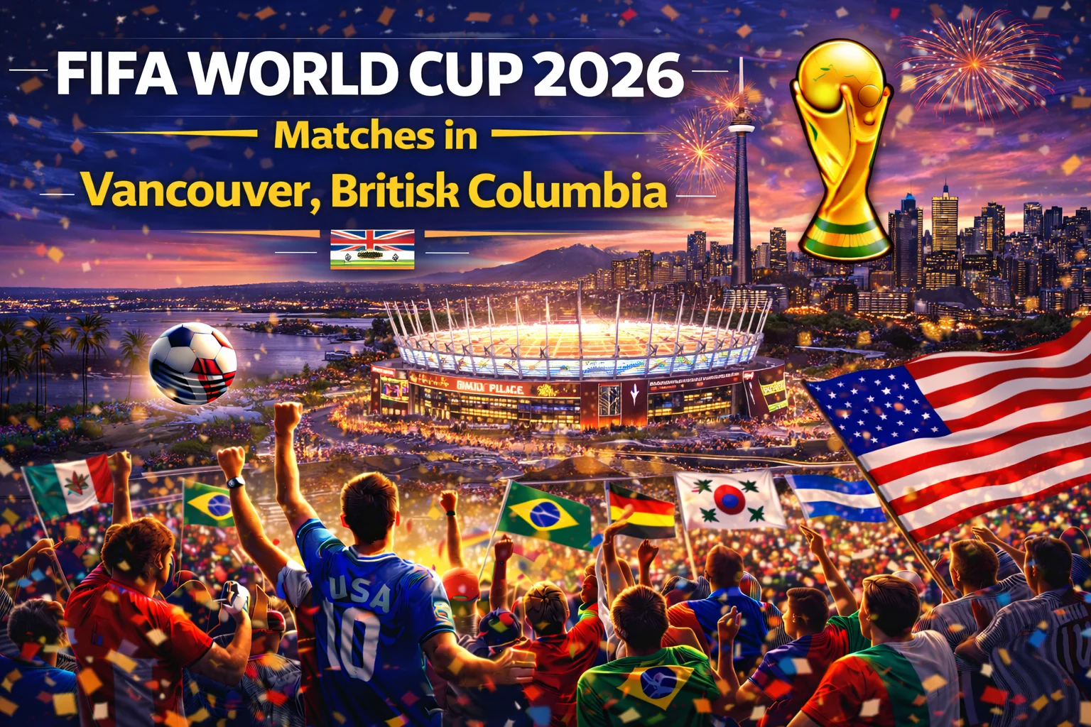 Feel the epic energy of FIFA World Cup 2026 matches in Vancouver, British Columbia with a cheering crowd at BC Place. Plan your trip and check out the match schedule today!