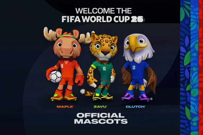 Cheerful FIFA World Cup 2026 Mascot waves hello while juggling a soccer ball. Bright colors and action pose, meet the new face of the tournament!