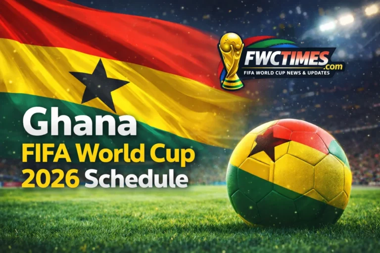 Black Stars fans! Here's everything: Ghana's complete 2026 World Cup schedule, match dates, venues, kickoff times, how to watch, & team records. Plan your viewing!