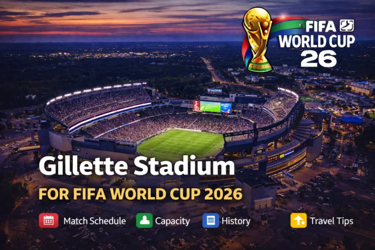 Vibrant photo of Gillette Stadium, your guide to the 2026 World Cup! Get schedule, travel tips, and fascinating facts to plan your visit.