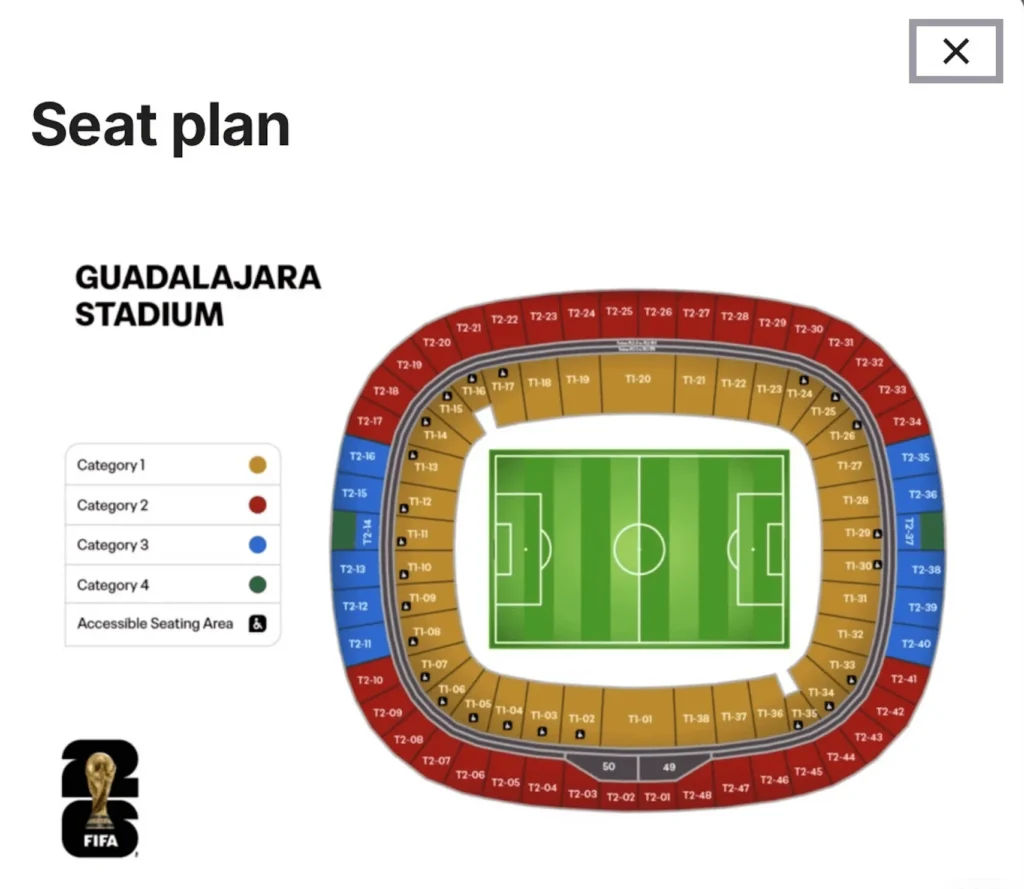Discover the Guadalajara - Estadio Akron Seat Plan. Easy-to-read layout to choose your perfect view. Click for details!