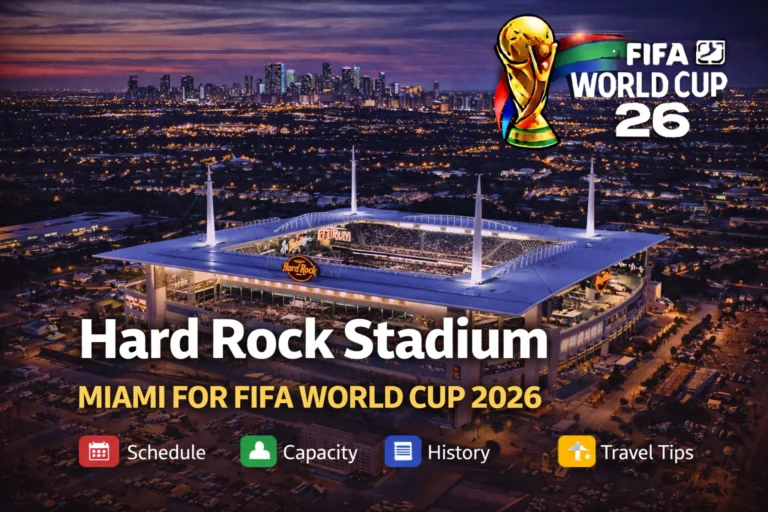 Your guide to Hard Rock Stadium for the 2026 World Cup: schedule, capacity, history, facts, and travel tips to plan your trip.
