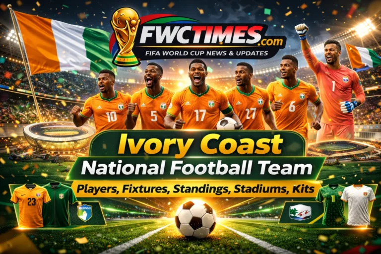 Check out the Ivory Coast National Football Team's 2026 squad in their new kits! See their fixtures, standings, and stadiums all in one place!