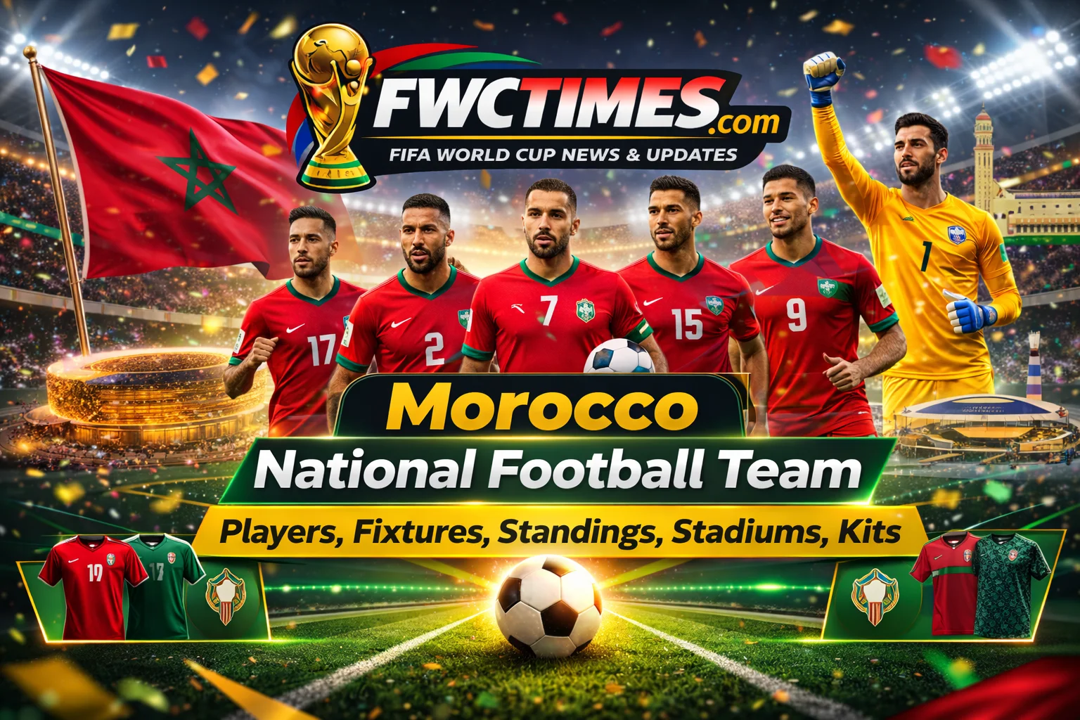 Check out the Morocco National Football Team's 2026 season! See the full squad, fixtures, standings, stadiums & kits. Click for details.