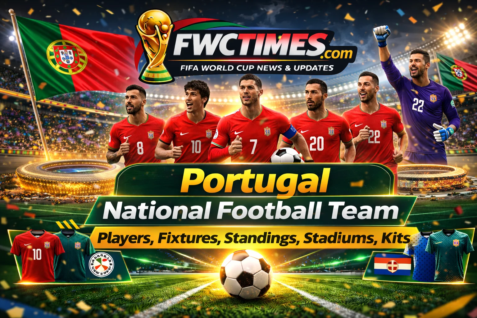 Check out the Portugal National Football Team's 2026 squad! See the new kit, full fixtures, standings, and stadiums in this visual guide. Click to check it out!