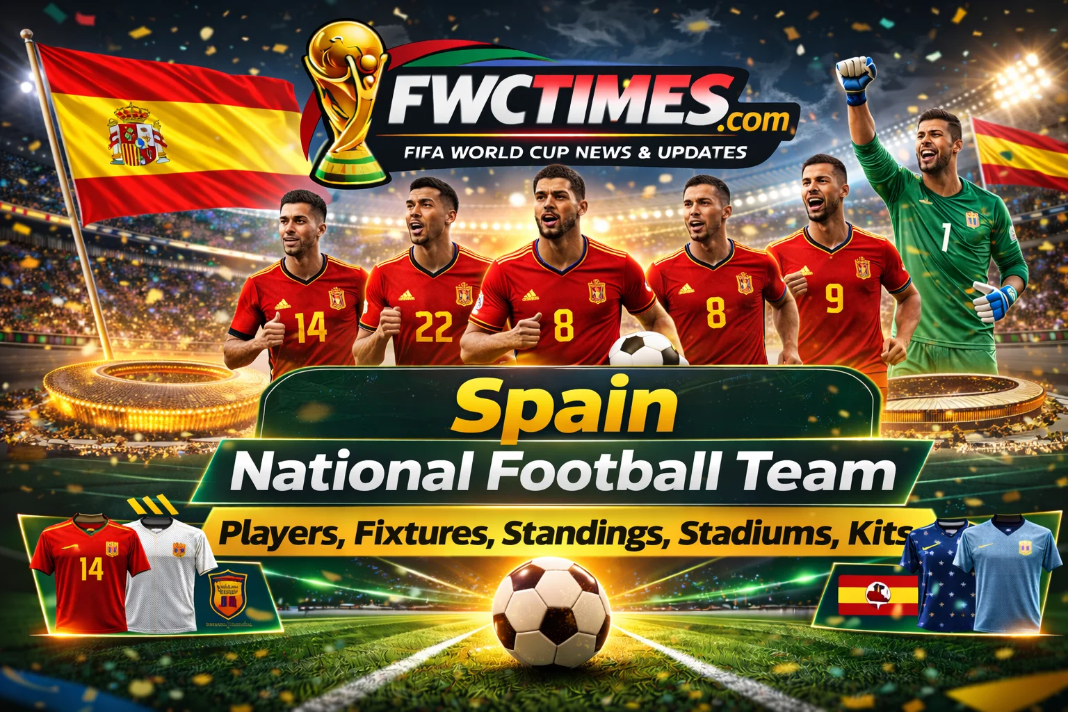 See the Spain National Football Team's new 2026 kit, featuring stars like Pedri and Morata, inside their iconic stadiums. Get the full schedule & standings for the World Cup now!