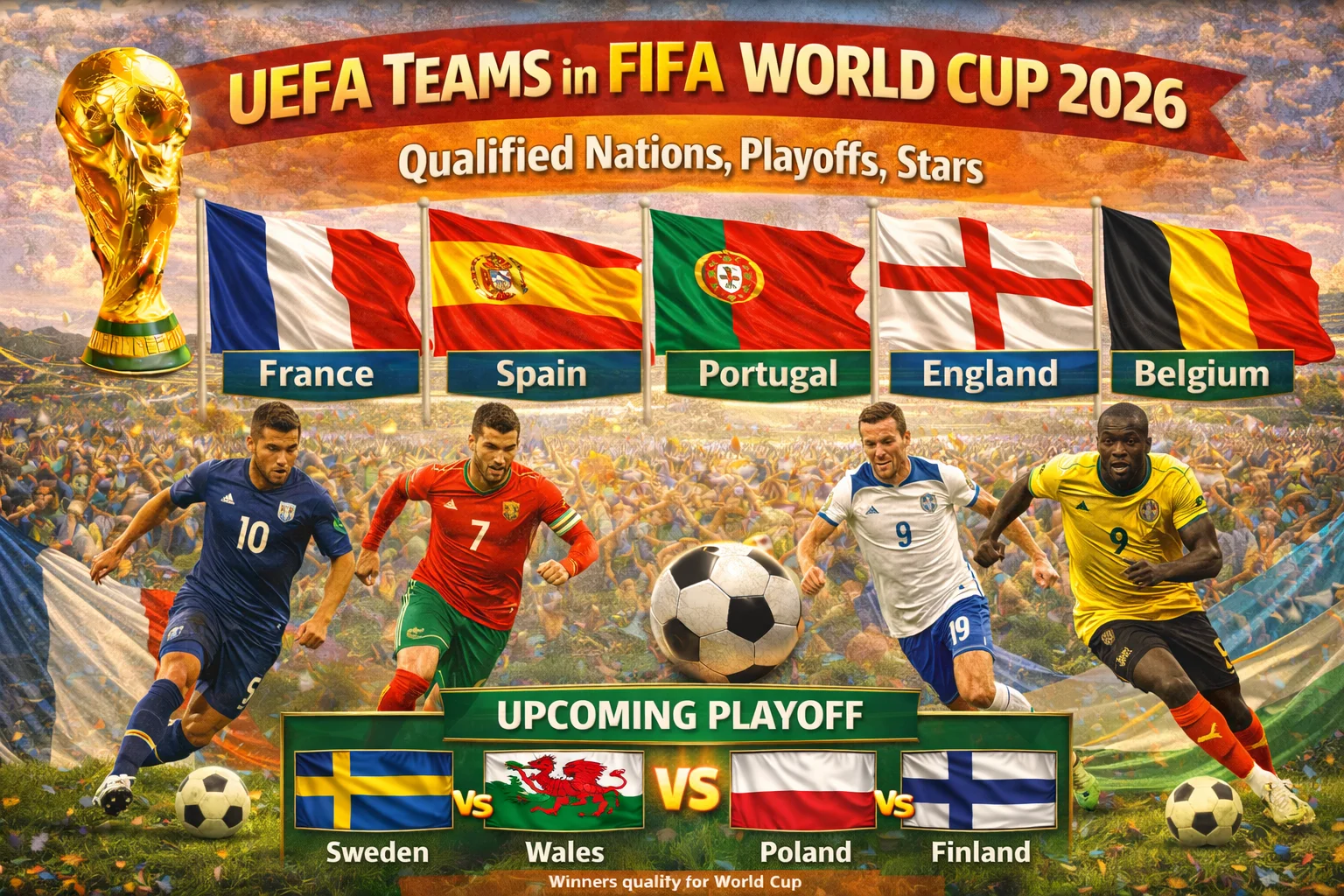 Explore the UEFA map for the 2026 World Cup! See which European nations qualified, who's in the playoffs, and which stars will shine. Click to see the full list!Explore the UEFA map for the 2026 World Cup! See which European nations qualified, who's in the playoffs, and which stars will shine. Click to see the full list!