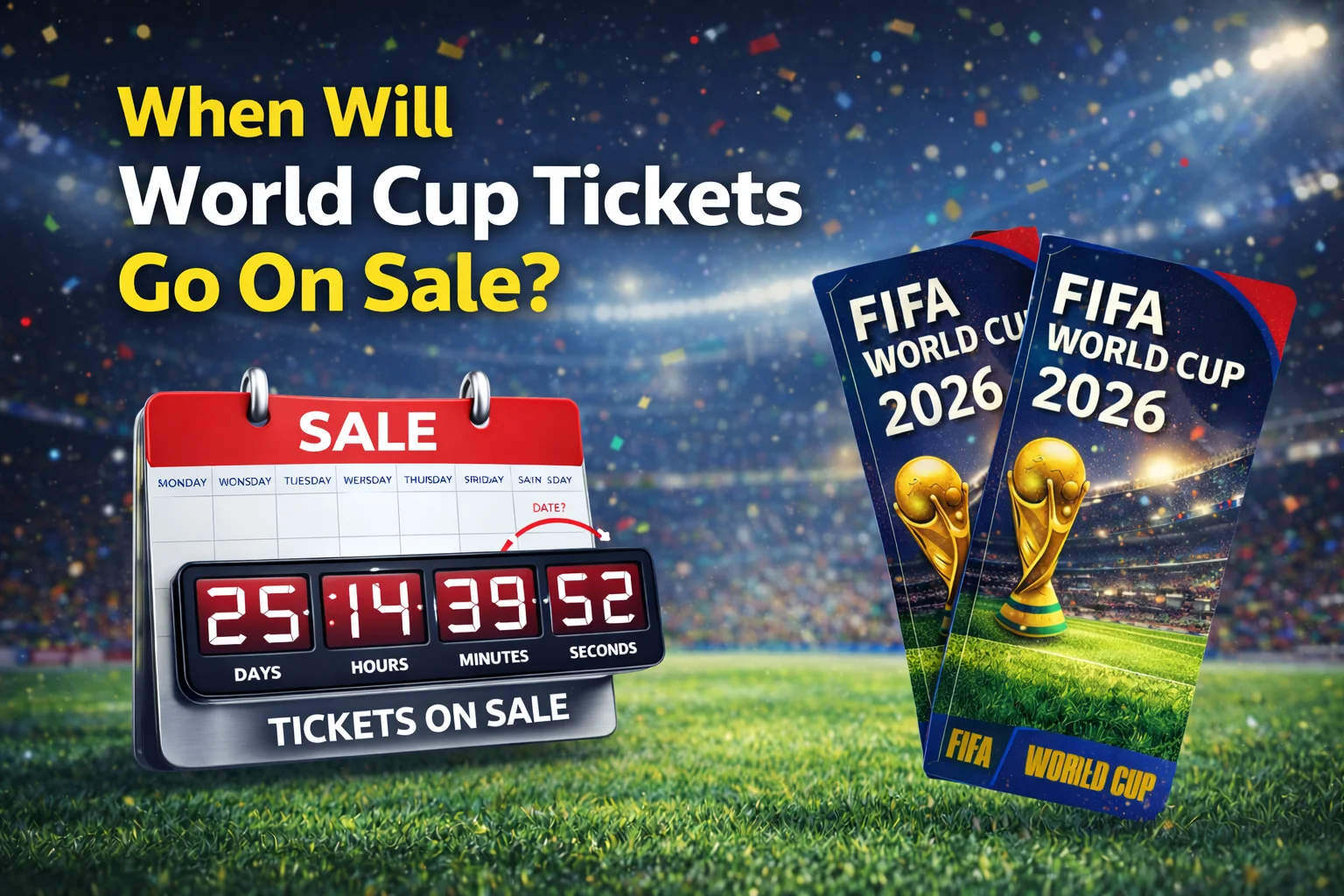 Excited fans in a stadium wondering when will World Cup 2026 tickets go on sale? Click here for release dates and get the latest info.