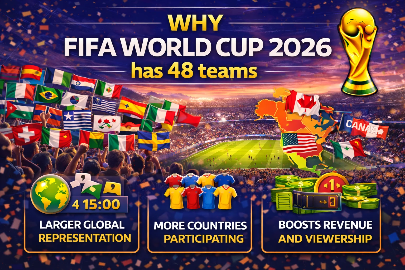 Why FIFA World Cup 2026 has 48 teams instead of 32. Check out the new match schedule and host cities here!