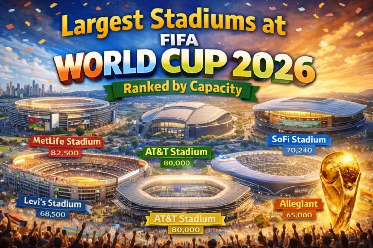 Largest Stadiums at FIFA World Cup 2026 Ranked by Capacity – packed arenas in USA, Canada, and Mexico. See which venue tops the list!