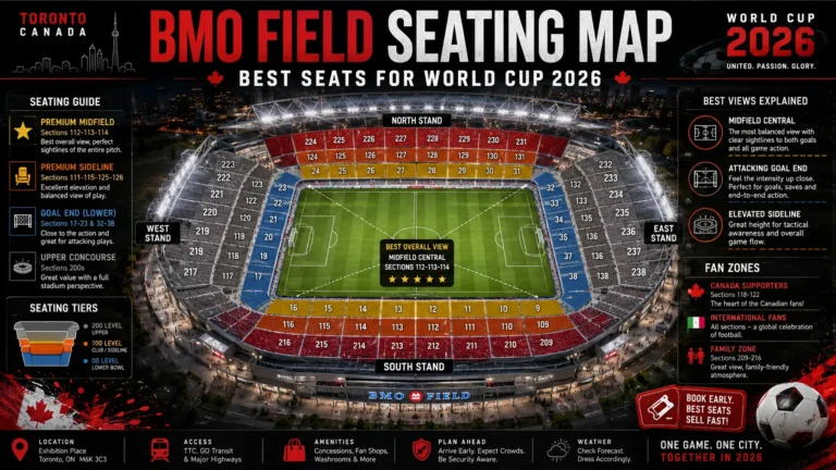 BMO Field seating map showing best seats and sightlines for World Cup 2026.