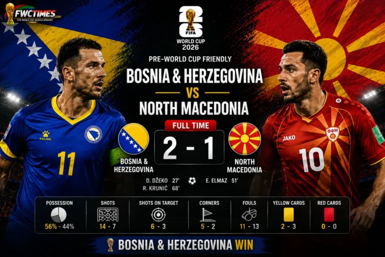 Bosnia & Herzegovina vs North Macedonia Live Score — Pre-World Cup Friendly Result