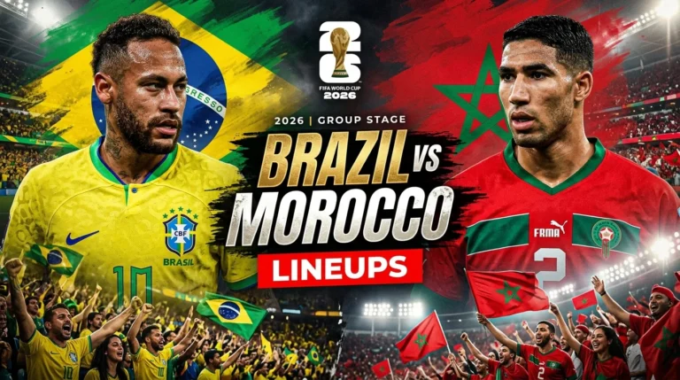 Brazil vs Morocco lineups with starting 11, bench players, and formations previewed before kickoff in this complete match guide.