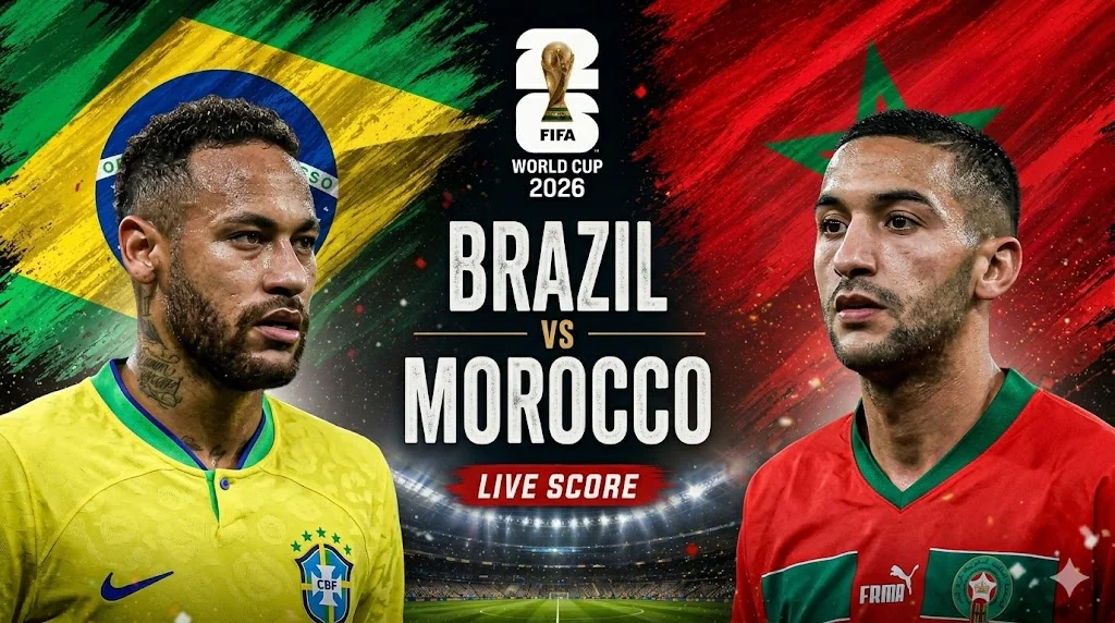 Brazil vs Morocco Live Score update showing thrilling football action, key match moments, and real-time highlights fans won’t want to miss.