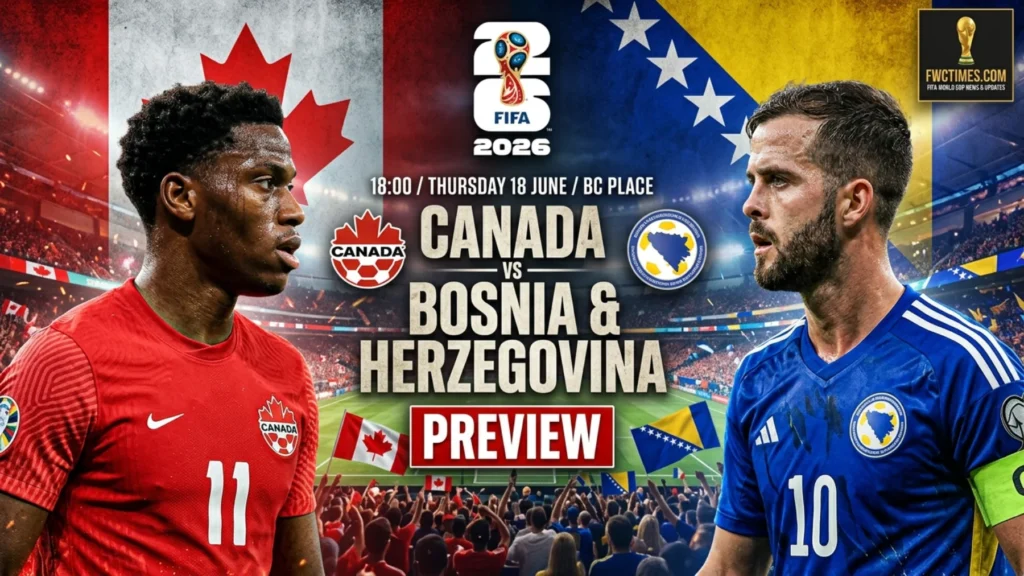 Canada vs Bosnia and Herzegovina Preview featuring key players in action, match insights, and predictions for an exciting international football clash.