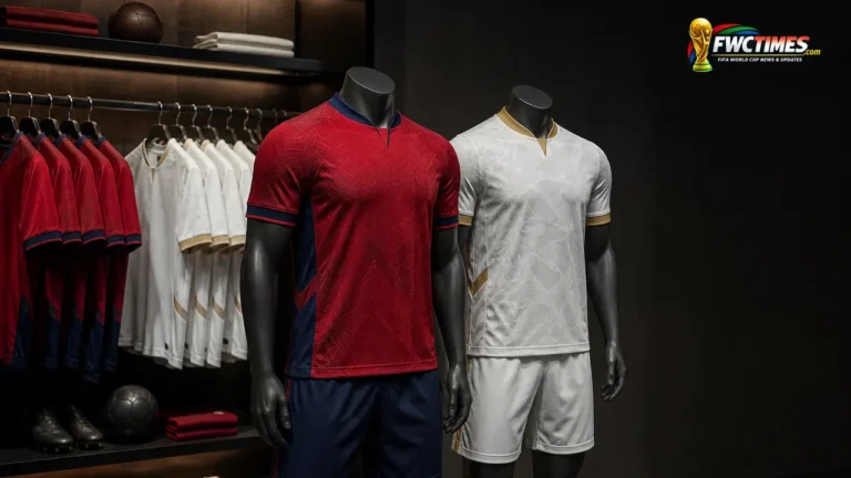 Czech Republic 2026 home and away football jerseys in a premium editorial display
