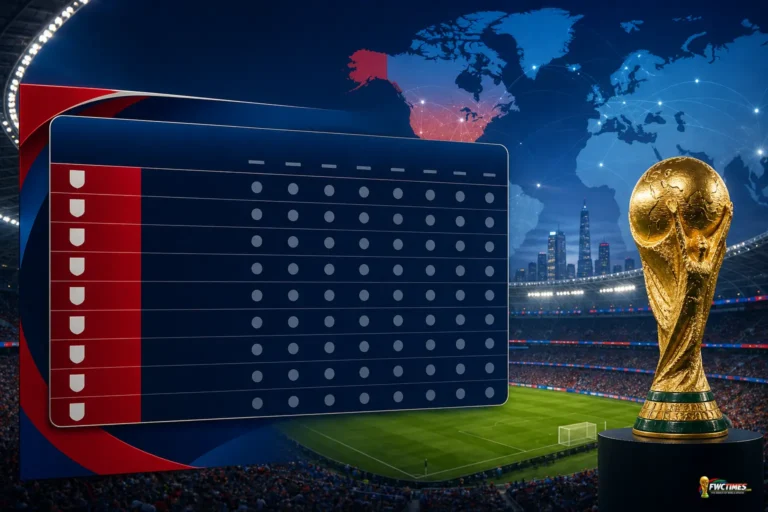 FIFA World Cup 2026 standings and points table themed featured image with a modern tournament board and a small World Cup logo in the corner