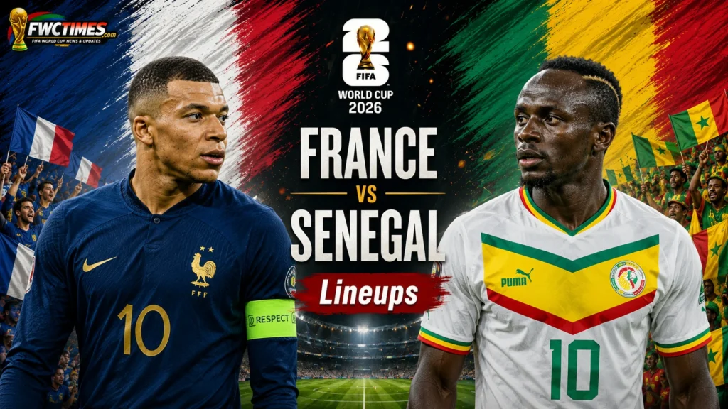 France vs Senegal lineups with starting 11, bench players, and formations previewed before the big match—see the latest team news and tactics.