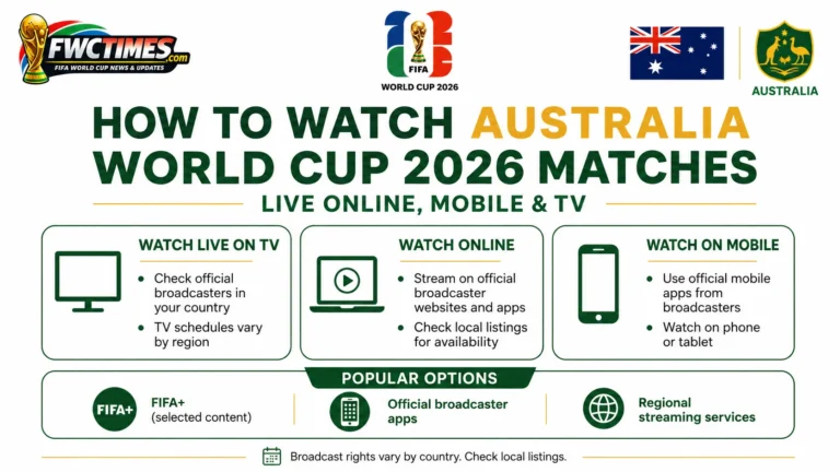 How to Watch Australia World Cup 2026 Matches Live Online, Mobile & TV