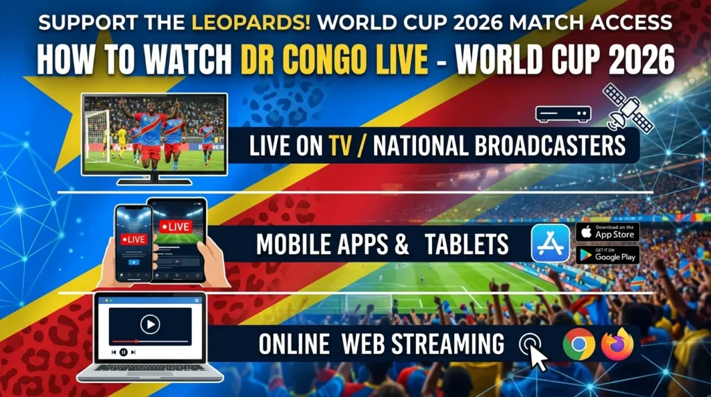 Watch DR Congo World Cup 2026 matches live online, on mobile, and TV with this easy streaming guide for football fans everywhere.
