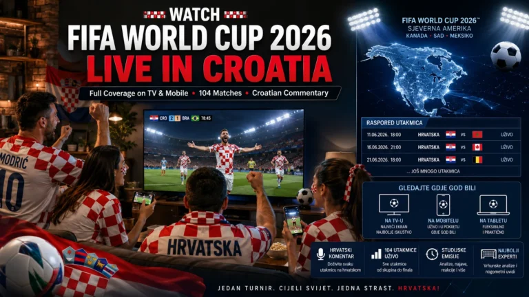 Croatian football fans watching FIFA World Cup 2026 live on TV and mobile.