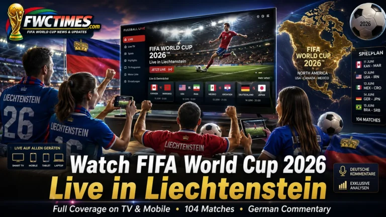 Liechtenstein football fans watching FIFA World Cup 2026 live on TV and mobile.