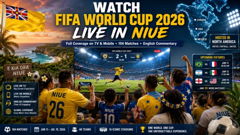 Niue football fans watching FIFA World Cup 2026 live on television and mobile.
