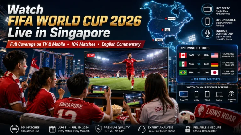Singapore football fans watching FIFA World Cup 2026 live on TV and mobile.