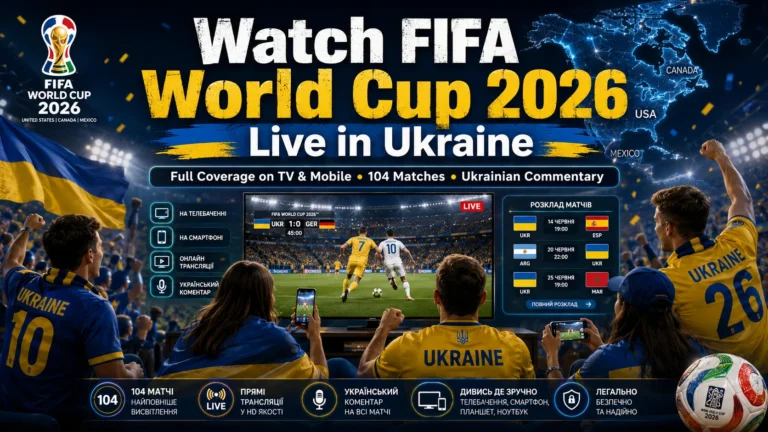 Ukrainian football fans watching FIFA World Cup 2026 live on television and mobile.