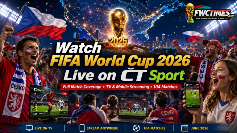Czech fans watch FIFA World Cup 2026 live on ČT Sport with TV coverage, mobile streaming, and match excitement.