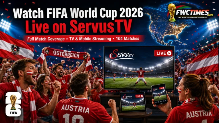 Austrian fans watch FIFA World Cup 2026 live on ServusTV with TV broadcasts, mobile streaming, and match action.