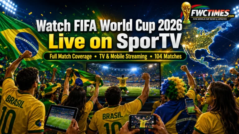 Brazilian fans watch FIFA World Cup 2026 live on SporTV with full TV coverage, mobile streaming, and 104 matches.