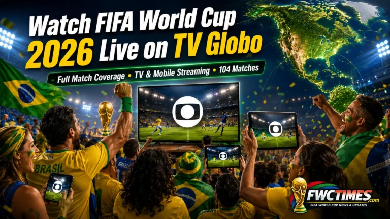 Brazilian fans watch FIFA World Cup 2026 live on TV Globo with TV coverage, mobile streaming, and match action.