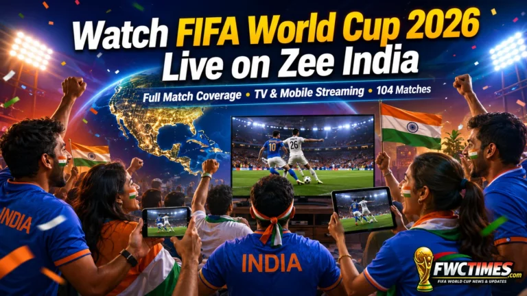 Indian fans watch FIFA World Cup 2026 live on Zee India with TV coverage, mobile streaming, and match action.