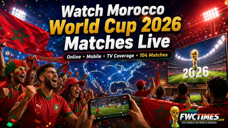 Watch Morocco World Cup 2026 matches live online, on mobile, and TV with fans, streaming, and match coverage.