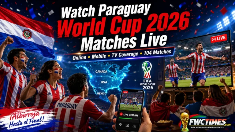 Watch Paraguay World Cup 2026 matches live online, on mobile, and TV with fans, streaming, and match updates.