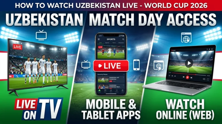 Watch Uzbekistan World Cup 2026 matches live online, on mobile, or TV with easy streaming options, schedules, and viewing tips for football fans.