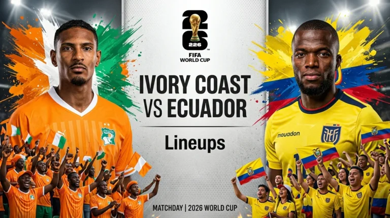 Ivory Coast vs Ecuador Lineups, Starting 11, Bench & Formation