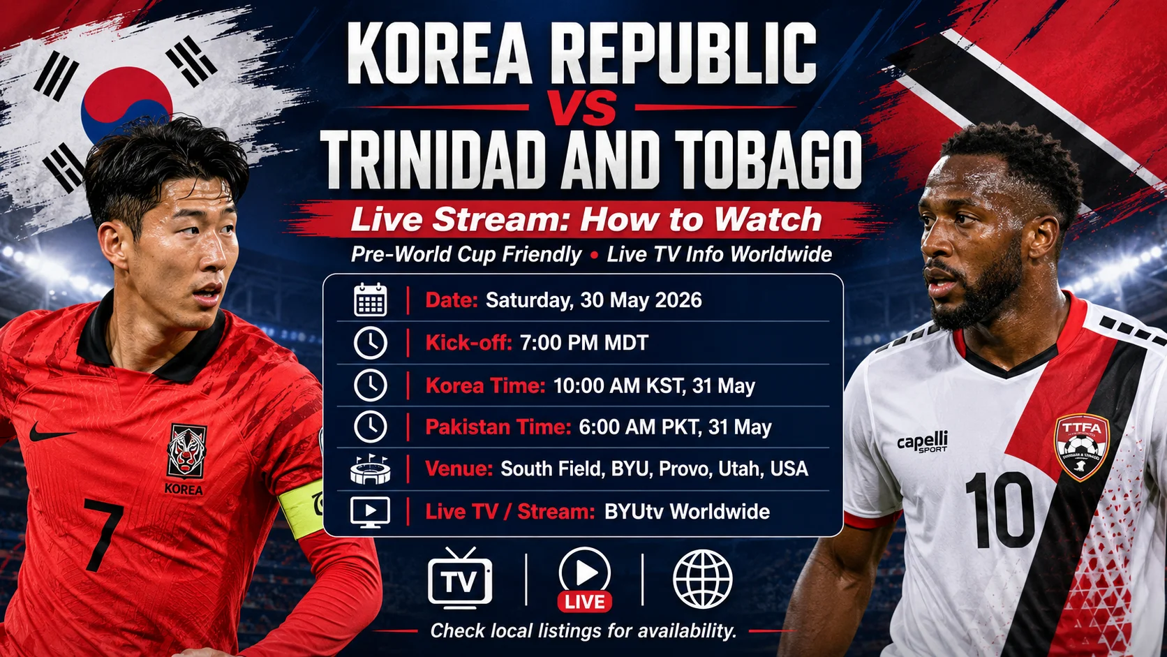 Korea Republic vs Trinidad and Tobago Live Stream: How to Watch Pre-World Cup Friendly, Live TV Info Worldwide