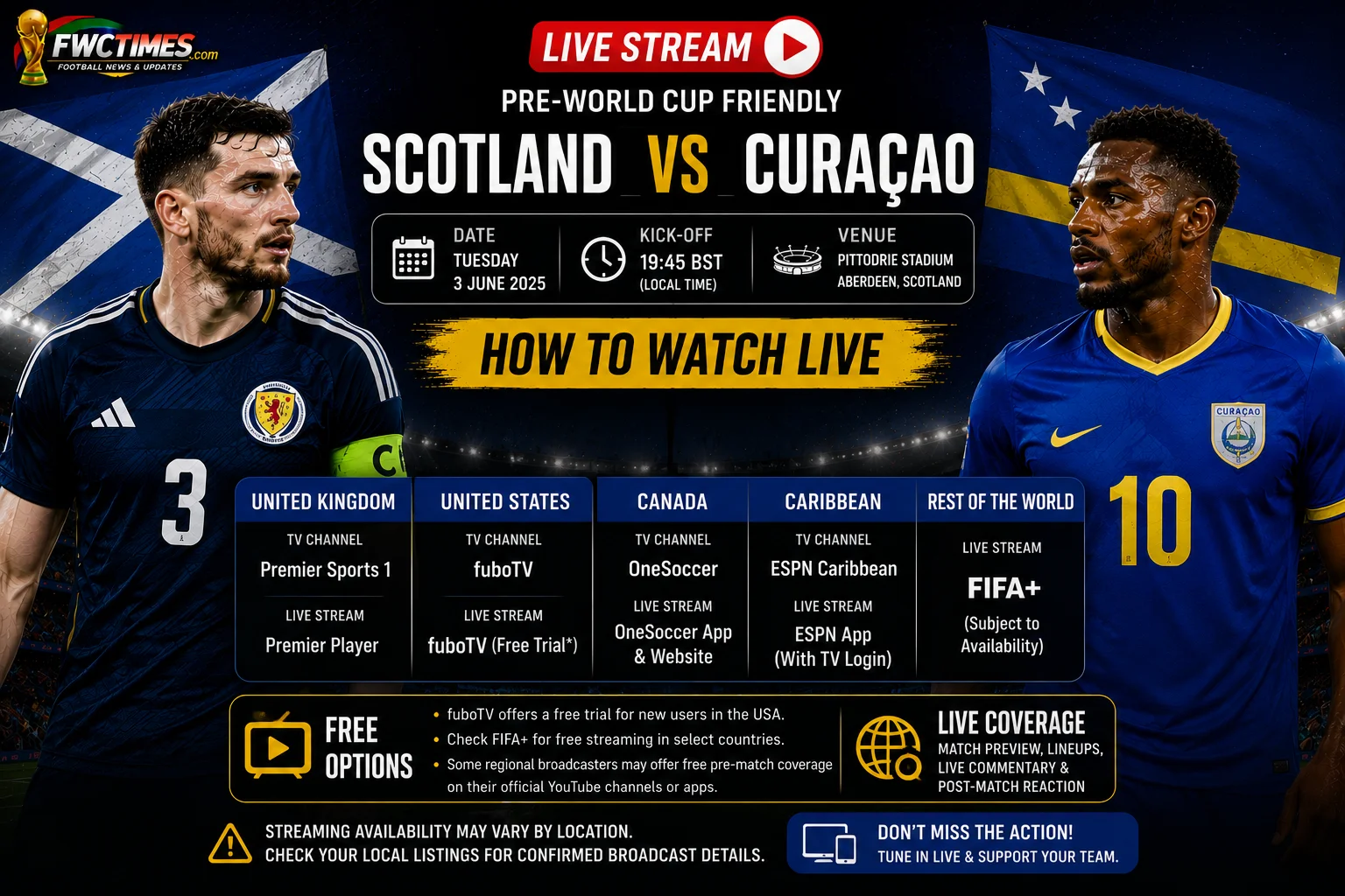 Scotland vs Curaçao Live Stream: How to Watch Pre-World Cup Friendly, Live TV Info Worldwide