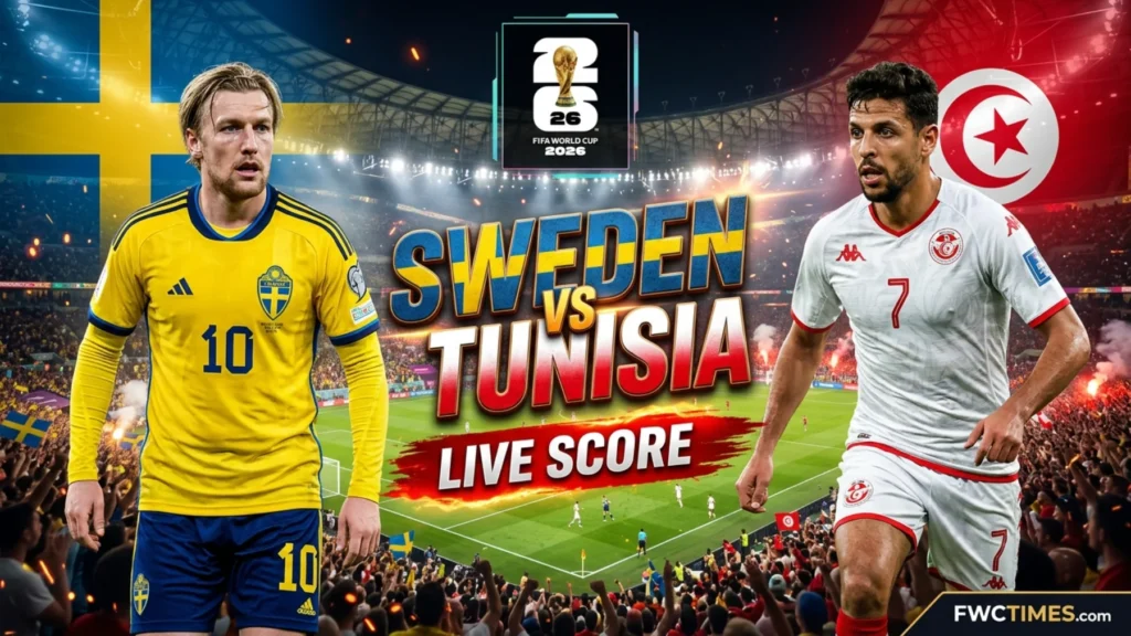 Sweden vs Tunisia Live Score update showing thrilling football action, key moments, and real-time match highlights fans won’t want to miss.
