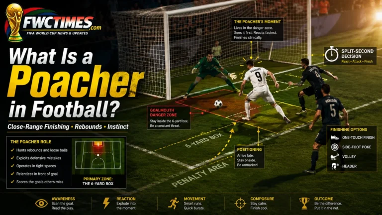 False 9 football tactics image showing a striker dropping deep to create space and link play.