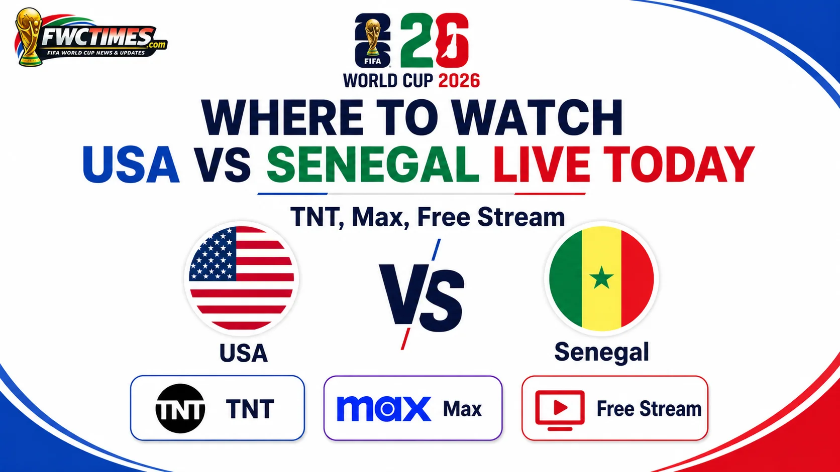 Where to Watch USA vs Senegal Live Today on TNT and Max, plus free streaming options, match details, and viewing guide for fans.