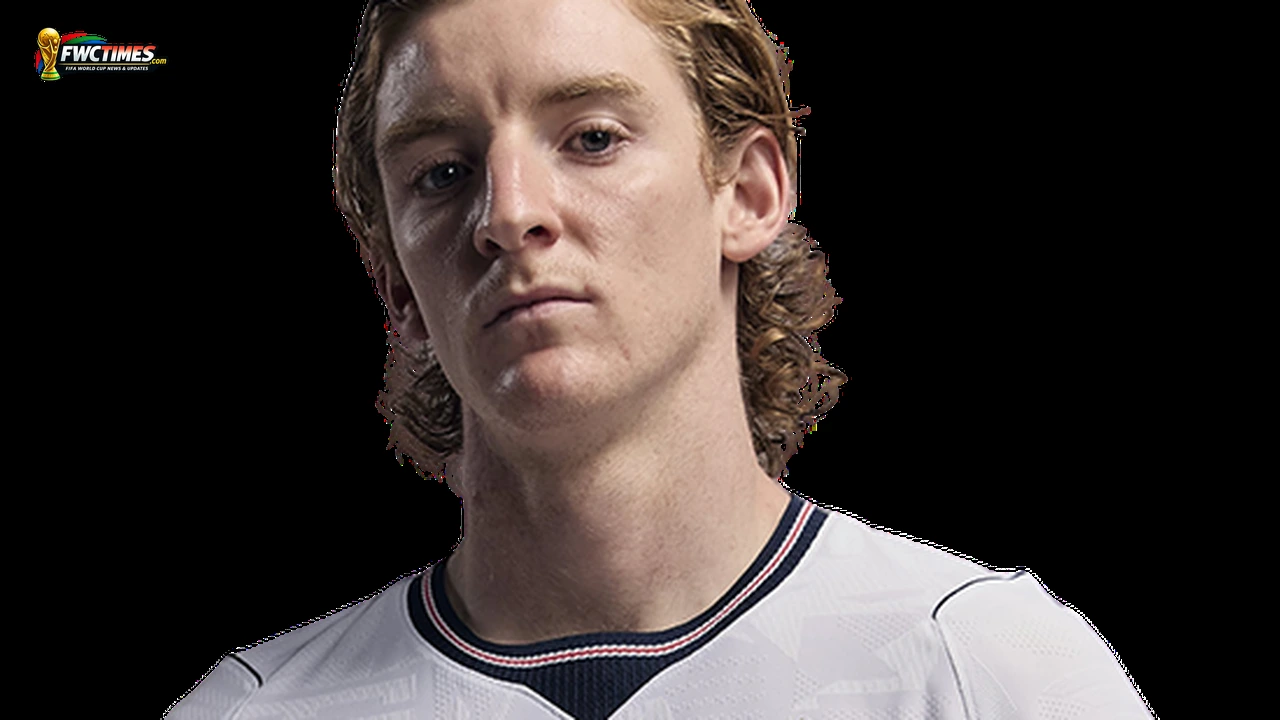 Anthony Gordon in England kit during a player profile shoot