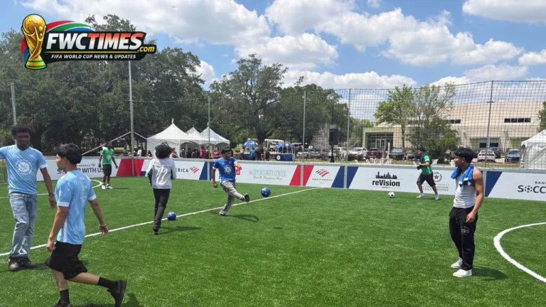 Children play at Houston Gulfton Visa Street Soccer Park before World Cup 2026