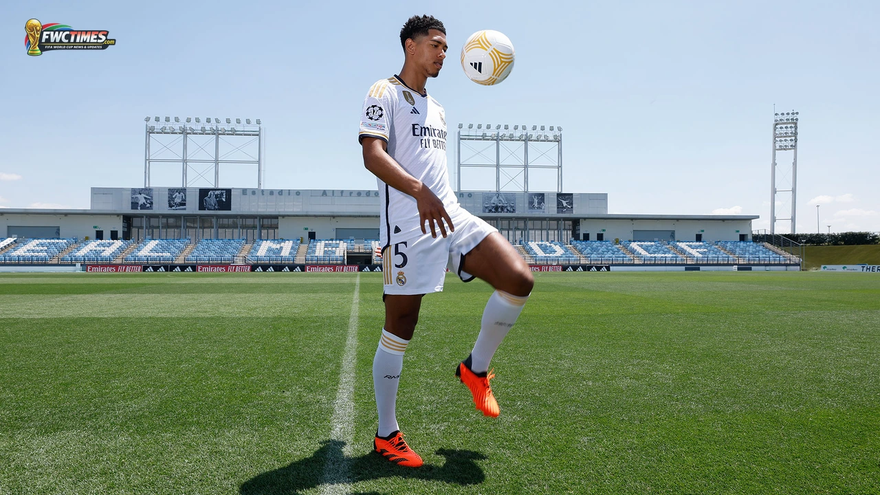 Jude Bellingham during a Real Madrid media shoot in club kit